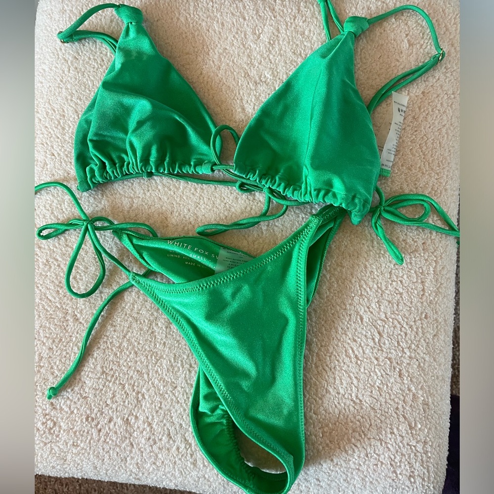 Green white fox bikini